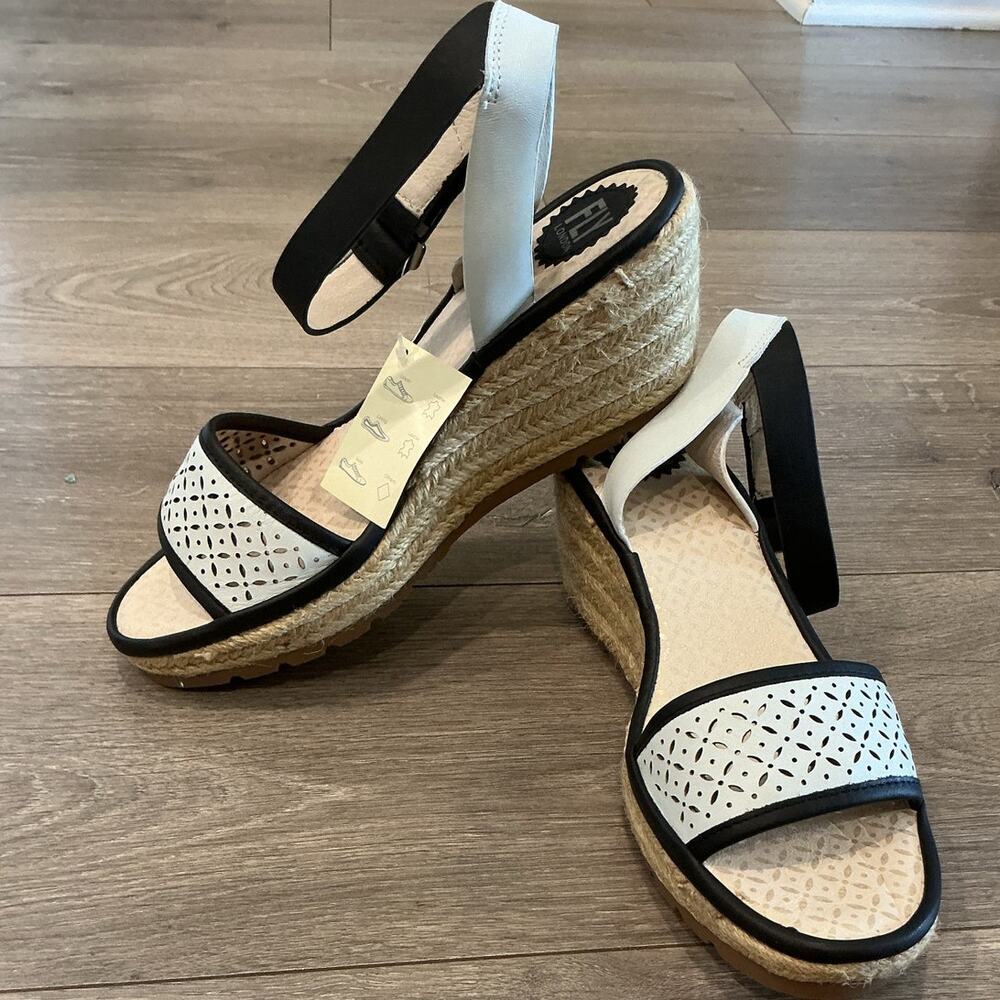NEW Fly London Womens Espadrille Wedge Sandals US 10 EU 40 White Beachy Comfort